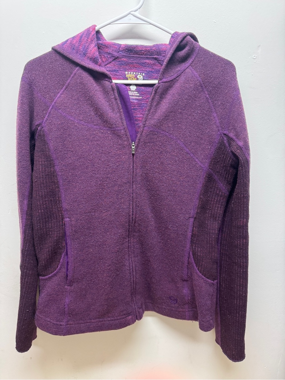 Purple Full-Zip Hooded Knit Sweater
